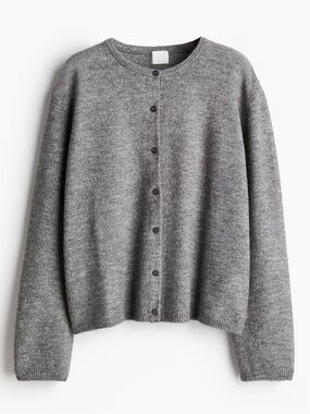 H&M Gray Button-Up Crewneck Cardigan